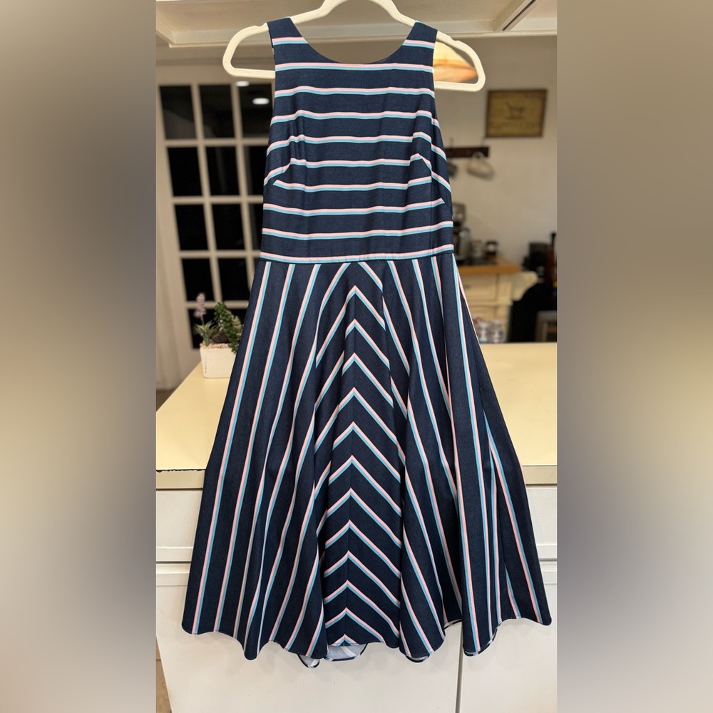 Eliza J Navy and Pink Striped Dress